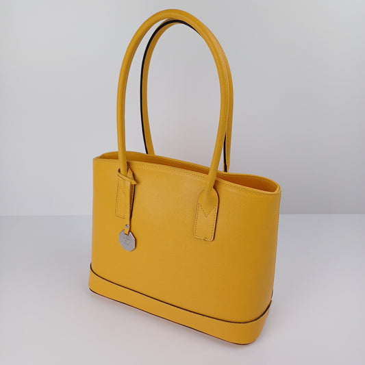 Chic Yellow Leather Handbag