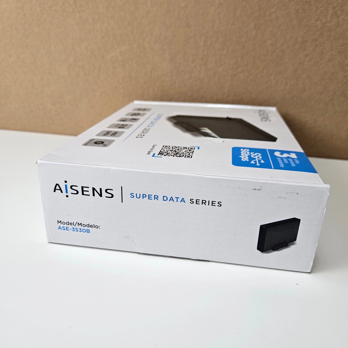 Side view of white AISENS retail box displaying the model number ASE-3530B