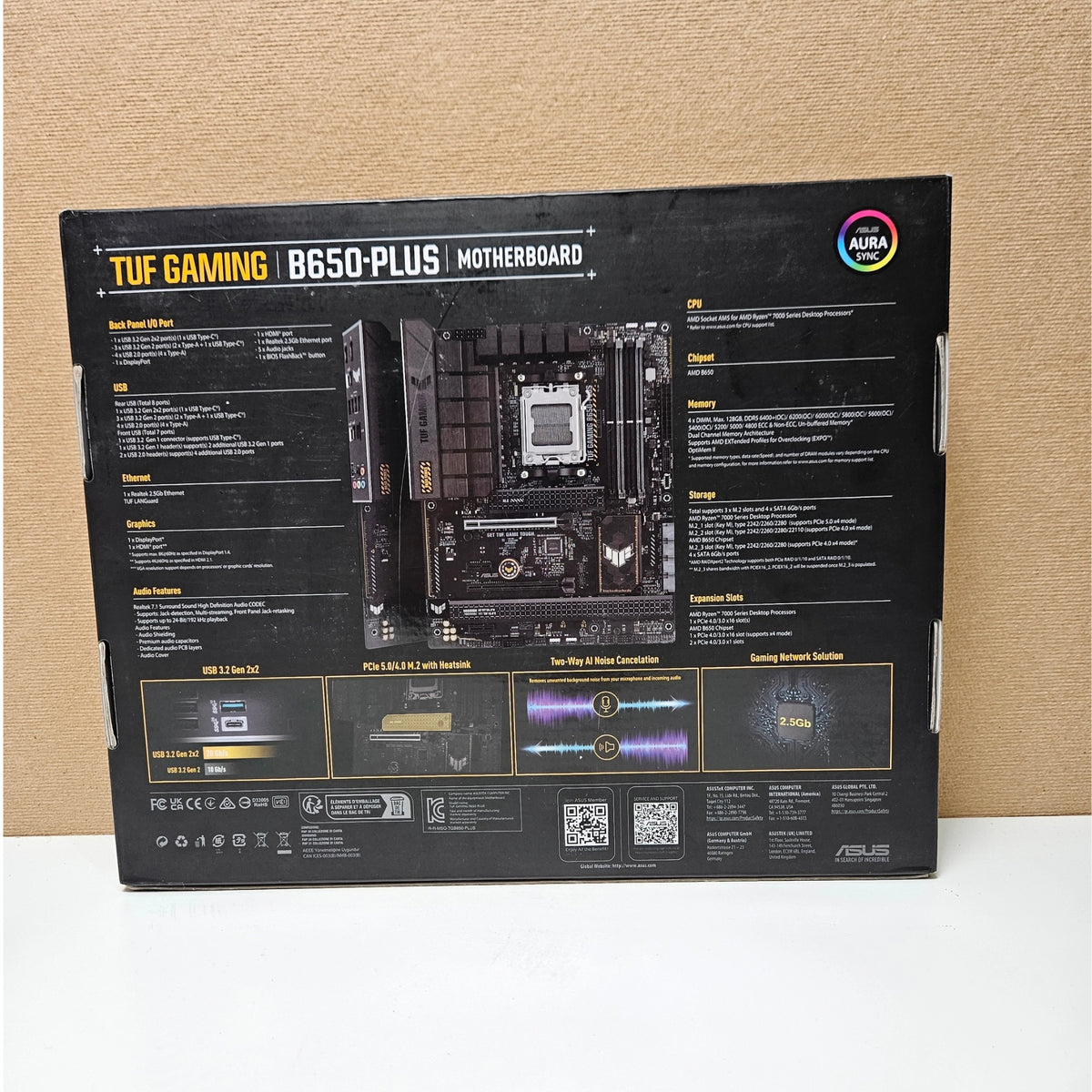 Back side of the retail box showcasing motherboard features and specifications