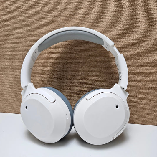 Outer shell view of the matte white earcups on Edifier W820NB Plus headphones