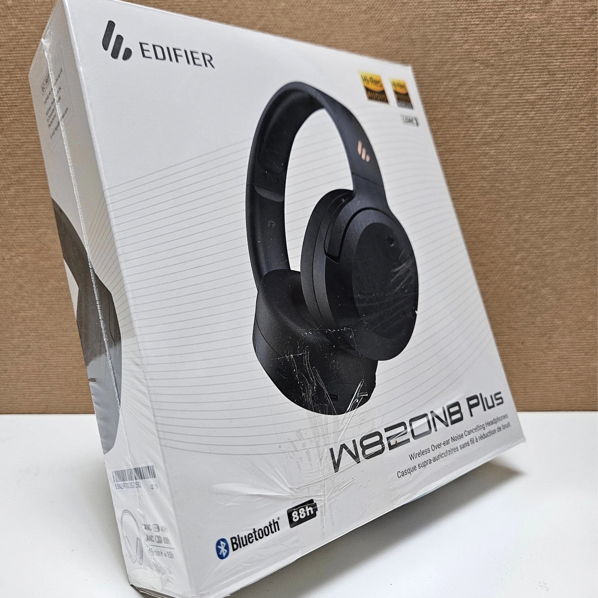 Retail packaging box for Edifier W820NB Plus noise cancelling headphones.