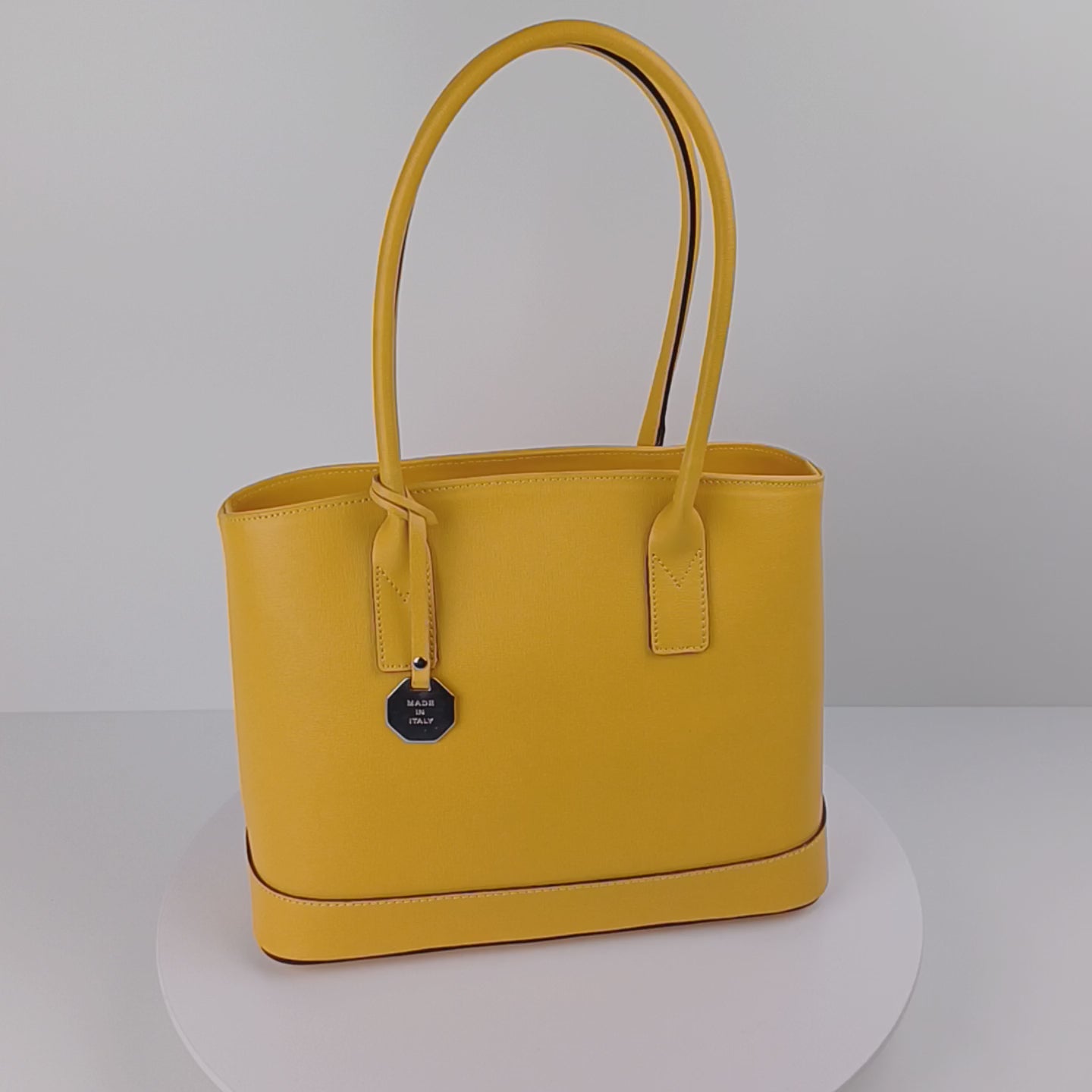 Chic Yellow Leather Handbag