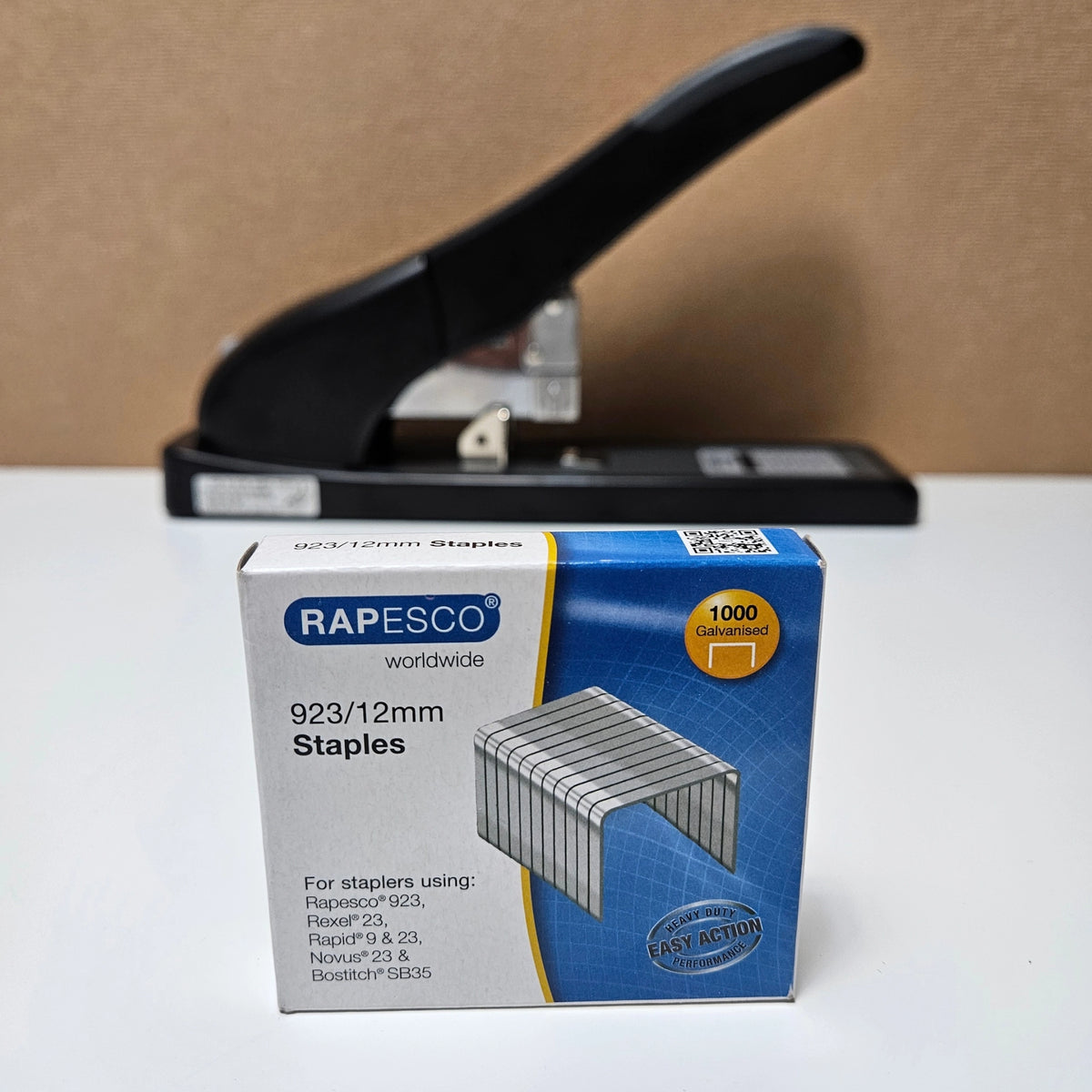 Box of Rapesco 923 12mm heavy duty galvanized staples